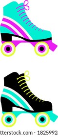 Roller skates vector illustration set 