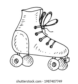 Roller Skates. Vector linear illustration. Sketch.