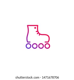 Roller skates vector logo, line icon