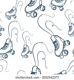 roller Skates vector seamless pattern outline decorative