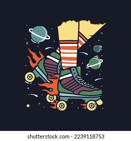 Roller skates vintage vector illustration design