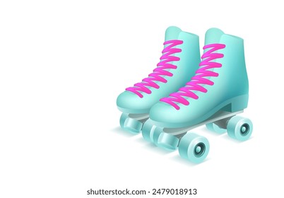 Roller skating active, summer sport,  vector illustration on the white background