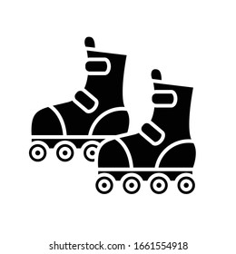 Roller skating black icon, concept illustration, vector flat symbol, glyph sign.