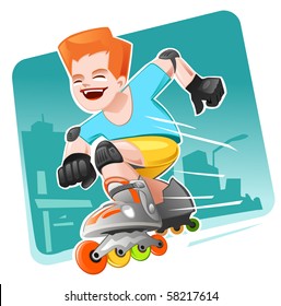Roller Skating Boy moving fast
