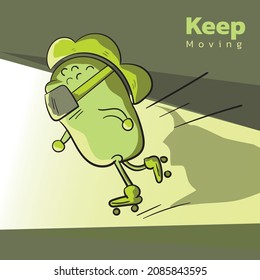 roller skating character vector illustration.
