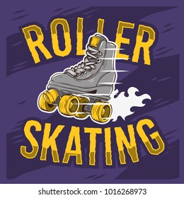 Roller Skating Design With A Classic Model Roller Skate. Vector Graphic.