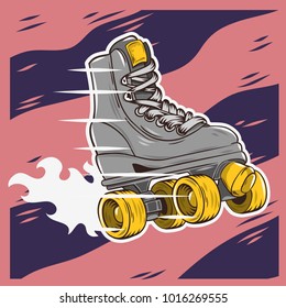 Roller Skating Design With A Classic Model Roller Skate. Vector Graphic.