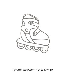 Roller Skating footwear. Vector Isolated Graphic Design Illustration. Activity, sport, outdoor time, hobby, relaxation, picnic. Flat, simple, clear, line art, outline style. Skate, roller-skating.