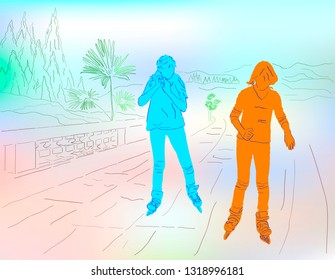 Roller skating girls