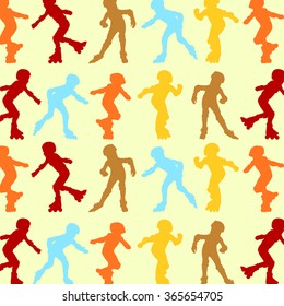 Roller skating inline skates pattern vector background concept wallpaper