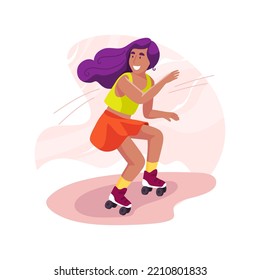 Roller Skating Isolated Cartoon Vector Illustration. Attractive Girl Doing Rollerblading Trick, Teenager City Lifestyle, Physical Activity, Extreme Sport, Pro Roller Skater Vector Cartoon.