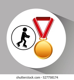 roller skating medal sport extreme graphic vector illustration eps 10