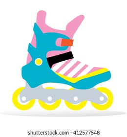 Roller skating. Modern girl Roller skates vector illustration