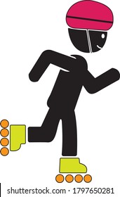 Roller skating pictogram vector icon isolated