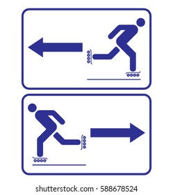 Roller skating sign. Roller skate icon. Alternative city transport sport roller blades. Personal transportation equipment. Permissive sign. Vector illustration.