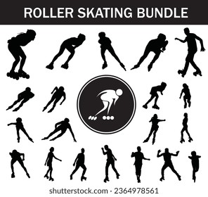 Roller Skating Silhouette Bundle | Collection of Roller Skating Players with Logo