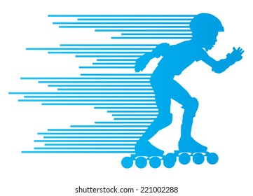 Roller skating silhouettes vector background winner concept made of stripes