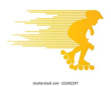 Roller skating silhouettes vector background winner concept made of stripes