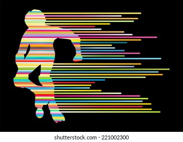 Roller skating silhouettes vector background winner concept made of stripes