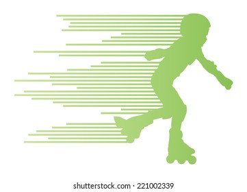 Roller skating silhouettes vector background winner concept made of stripes