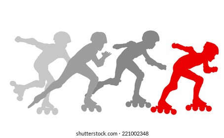 Roller skating silhouettes vector background winner concept