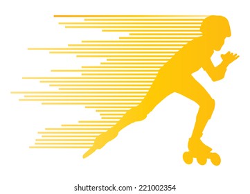 Roller skating silhouettes vector background winner concept made of stripes