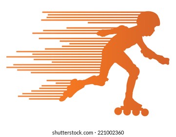 Roller skating silhouettes vector background winner concept made of stripes