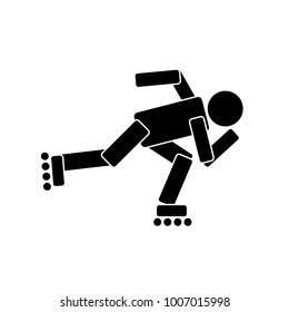 Roller skating sport, flat icon. Vector illustration