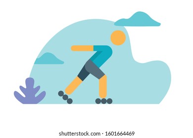 roller skating sports vector icon modern character with isolated white background
