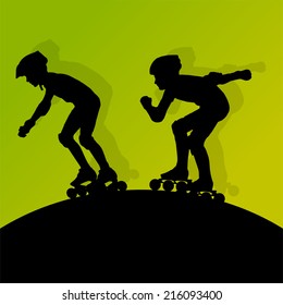Roller skating vector background concept poster