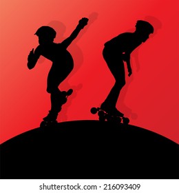 Roller skating vector background concept poster
