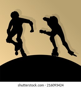 Roller skating vector background concept poster