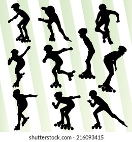 Roller skating vector background set