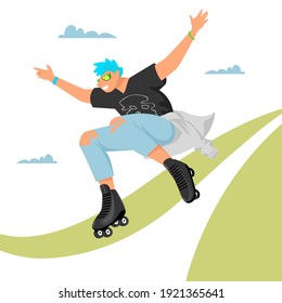 roller skating. vector image of a person skating on roller skates
