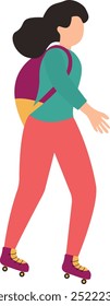 Roller Skating Woman Character Isolated on White Background. Vector Illustration in Flat Design and Shape.