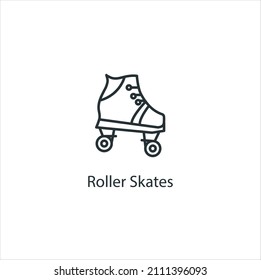 Roller sketes icon thin line stock illustration.Sports icon with name. Famous sports icon