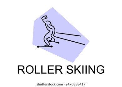 Roller skiing player vector line icon. practicing roller skiing on street logo, equipment sign. sport pictogram illustration