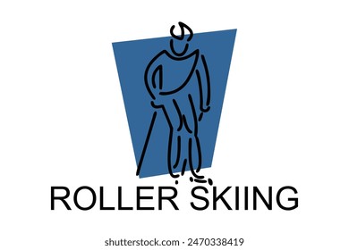 Roller skiing player vector line icon. practicing roller skiing on street logo, equipment sign. sport pictogram illustration