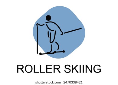 Roller skiing player vector line icon. practicing roller skiing on street logo, equipment sign. sport pictogram illustration