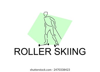 Roller skiing player vector line icon. practicing roller skiing on street logo, equipment sign. sport pictogram illustration