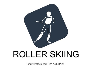 Roller skiing player vector line icon. practicing roller skiing on street logo, equipment sign. sport pictogram illustration