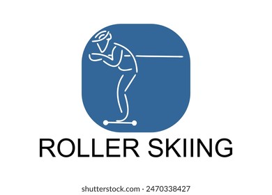 Roller skiing player vector line icon. practicing roller skiing on street logo, equipment sign. sport pictogram illustration