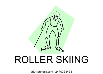 Roller skiing player vector line icon. practicing roller skiing on street logo, equipment sign. sport pictogram illustration