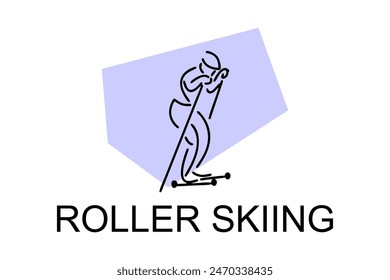 Roller skiing player vector line icon. practicing roller skiing on street logo, equipment sign. sport pictogram illustration