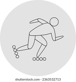 Rollschnelllauf-Wettbewerbssymbol. Sportschild. Line Art.