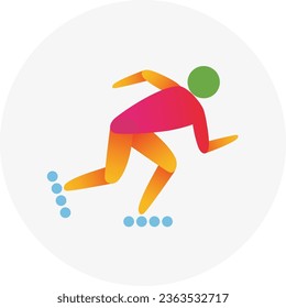 Roller speed skating competition icon. Colorful sport sign.  