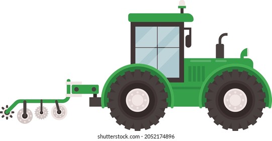 Roller Tractor Concept, Towing Compactor Vector Icon Design, Agricultural Machinery Symbol, Industrial Agriculture Vehicles Sign, Farming Equipment Stock Illustration