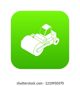 Roller truck icon green vector isolated on white background