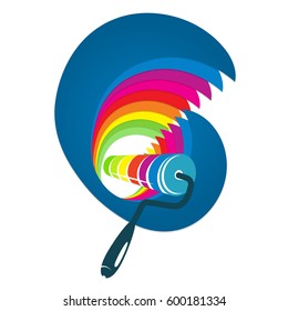 Roller with wave of paint symbol