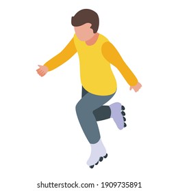 Rollerblade boy icon. Isometric of rollerblade boy vector icon for web design isolated on white background